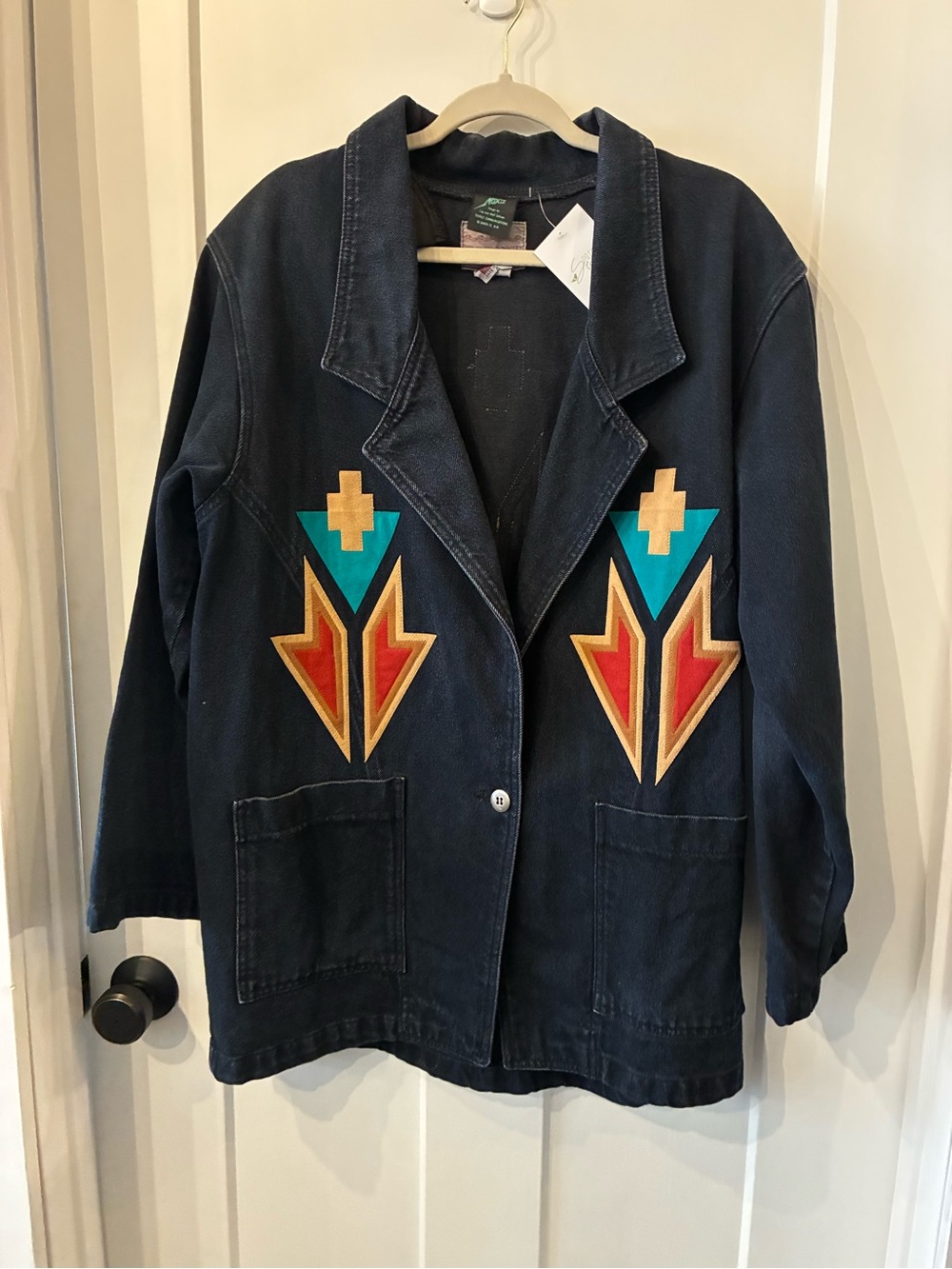 Embroidered Cotton Jacket with Southwestern Motif